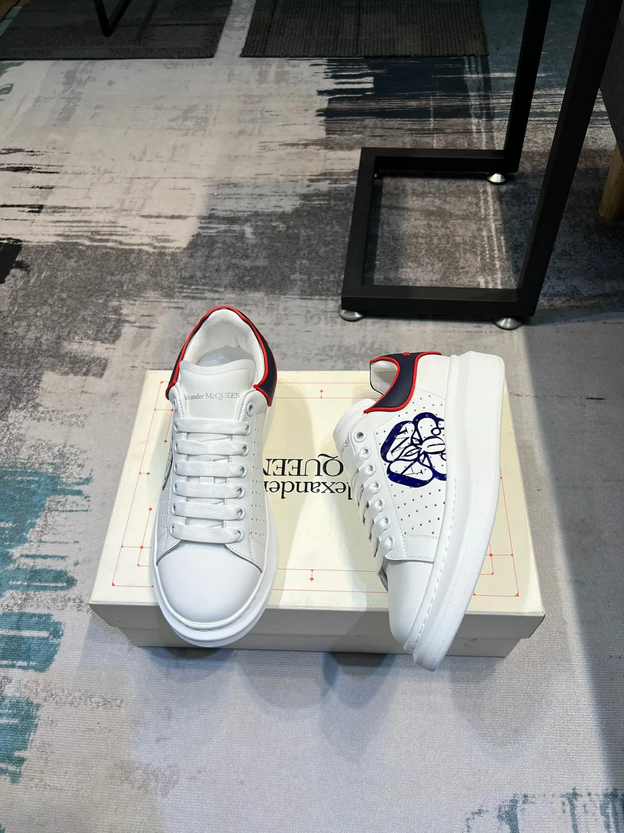 Alexander McQueen Oversized Sneaker White Navy Red Lifestyle Sneakers 4