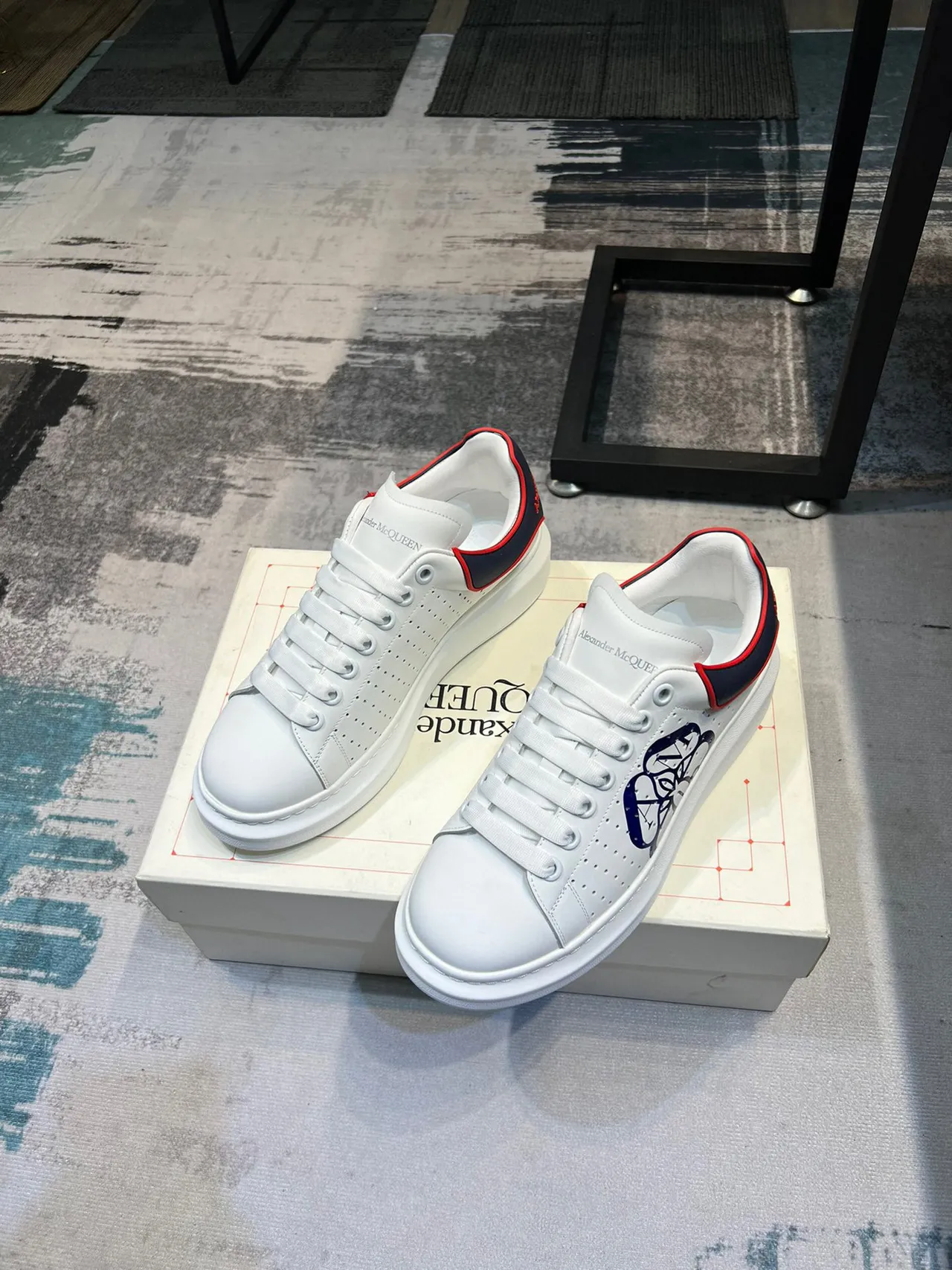 Alexander McQueen Oversized Sneaker White Navy Red Lifestyle Sneakers 5