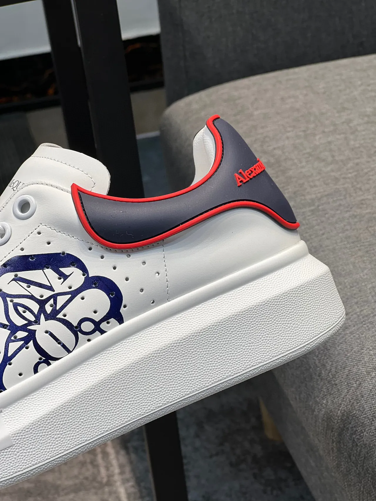 Alexander McQueen Oversized Sneaker White Navy Red Lifestyle Sneakers 8