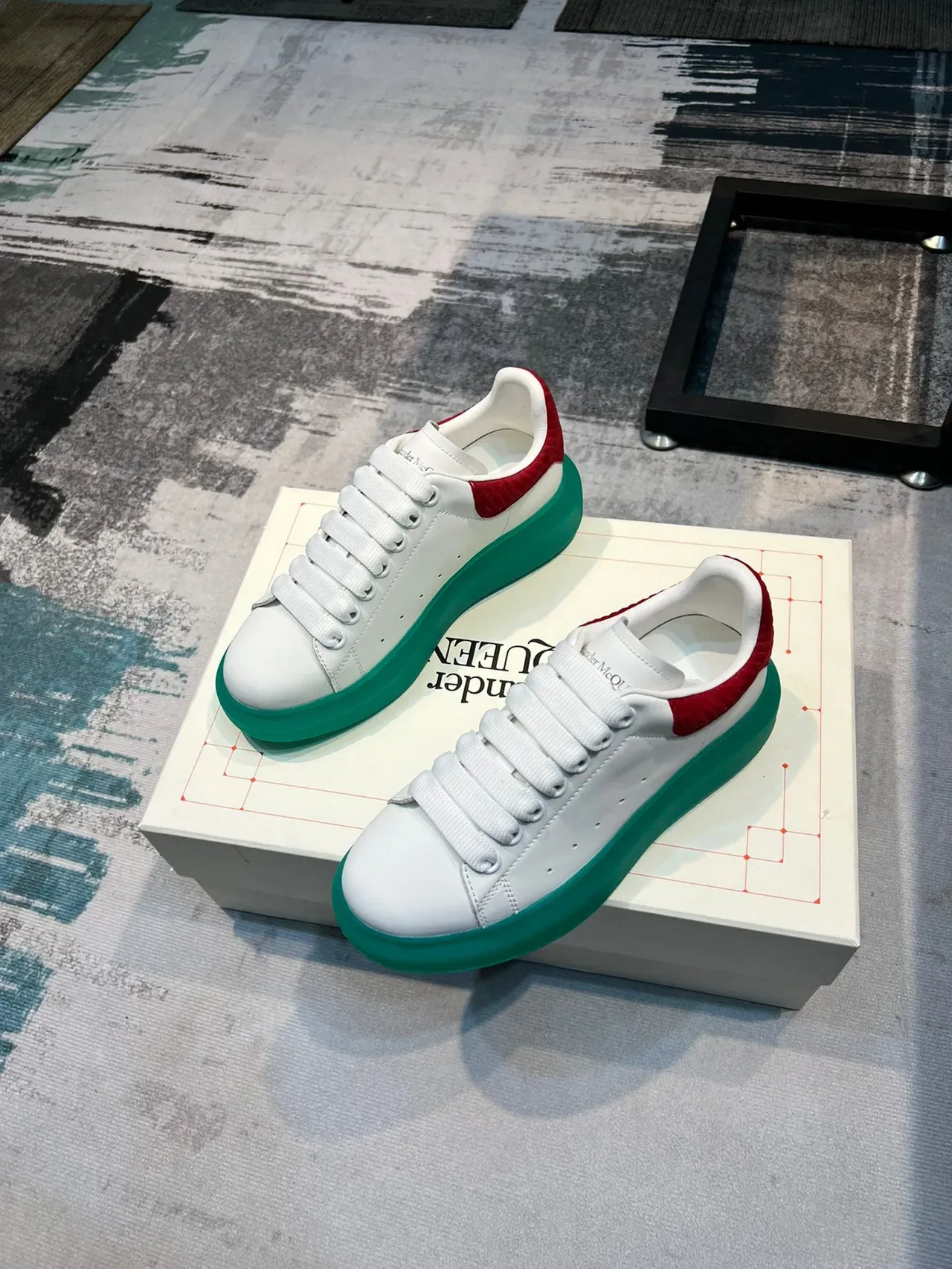 Alexander McQueen Oversized Sneaker White Red Green Lifestyle Sneakers 5