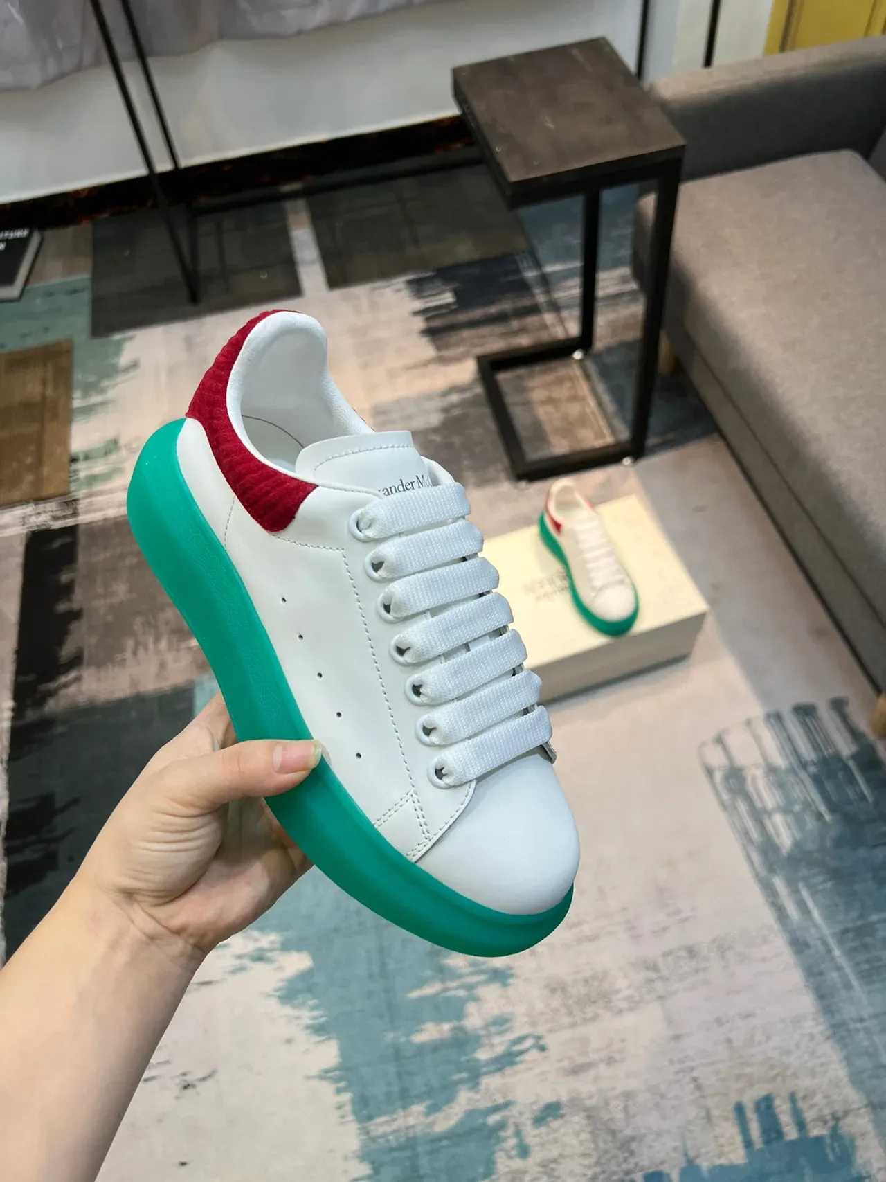 Alexander McQueen Oversized Sneaker White Red Green Lifestyle Sneakers 6