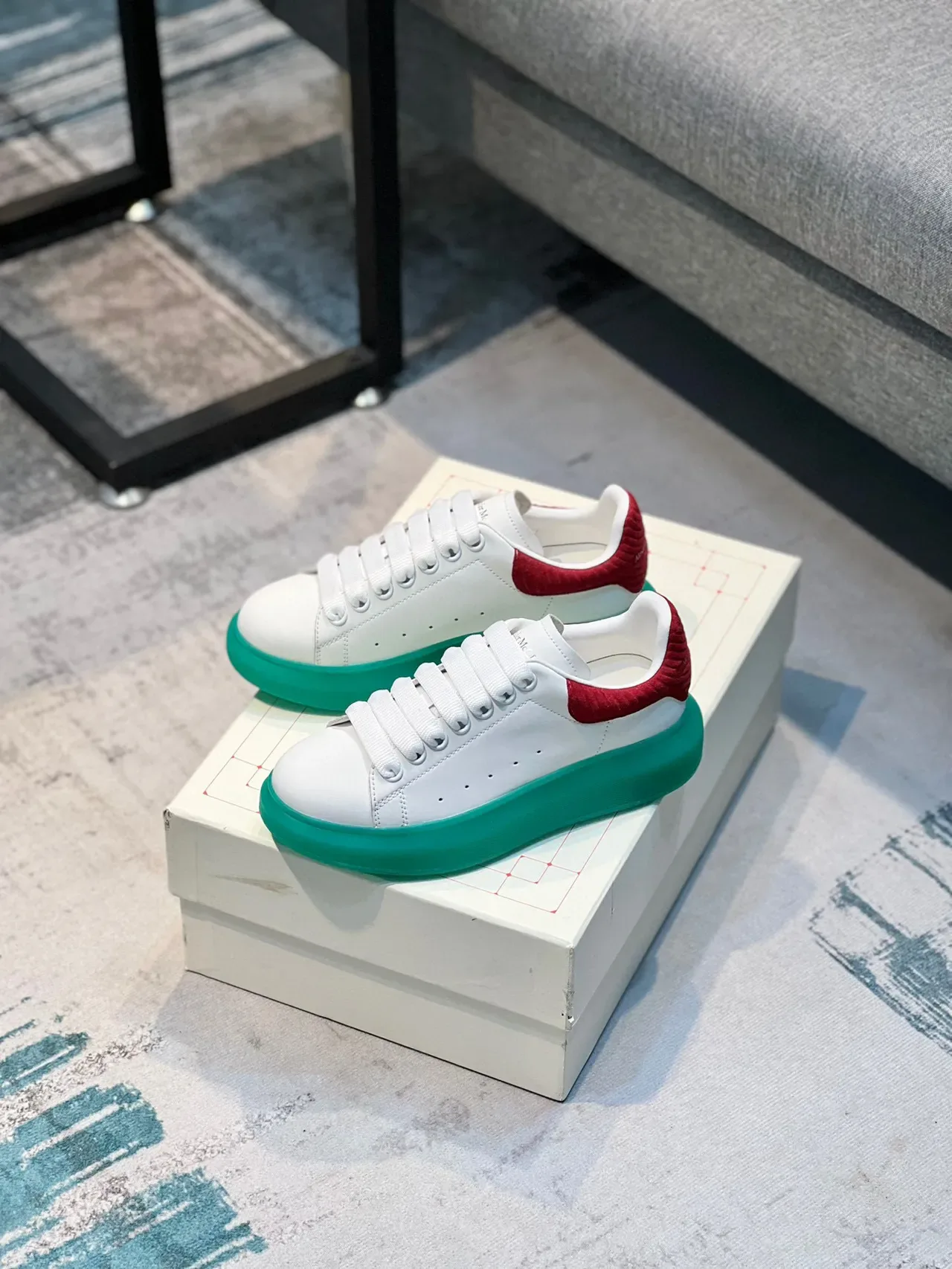 Alexander McQueen Oversized Sneaker White Red Green Lifestyle Sneakers 7