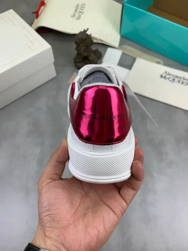 Alexander McQueen White Pink Oversized Sole Metallic Heel Tab Lifestyle Sneakers 3