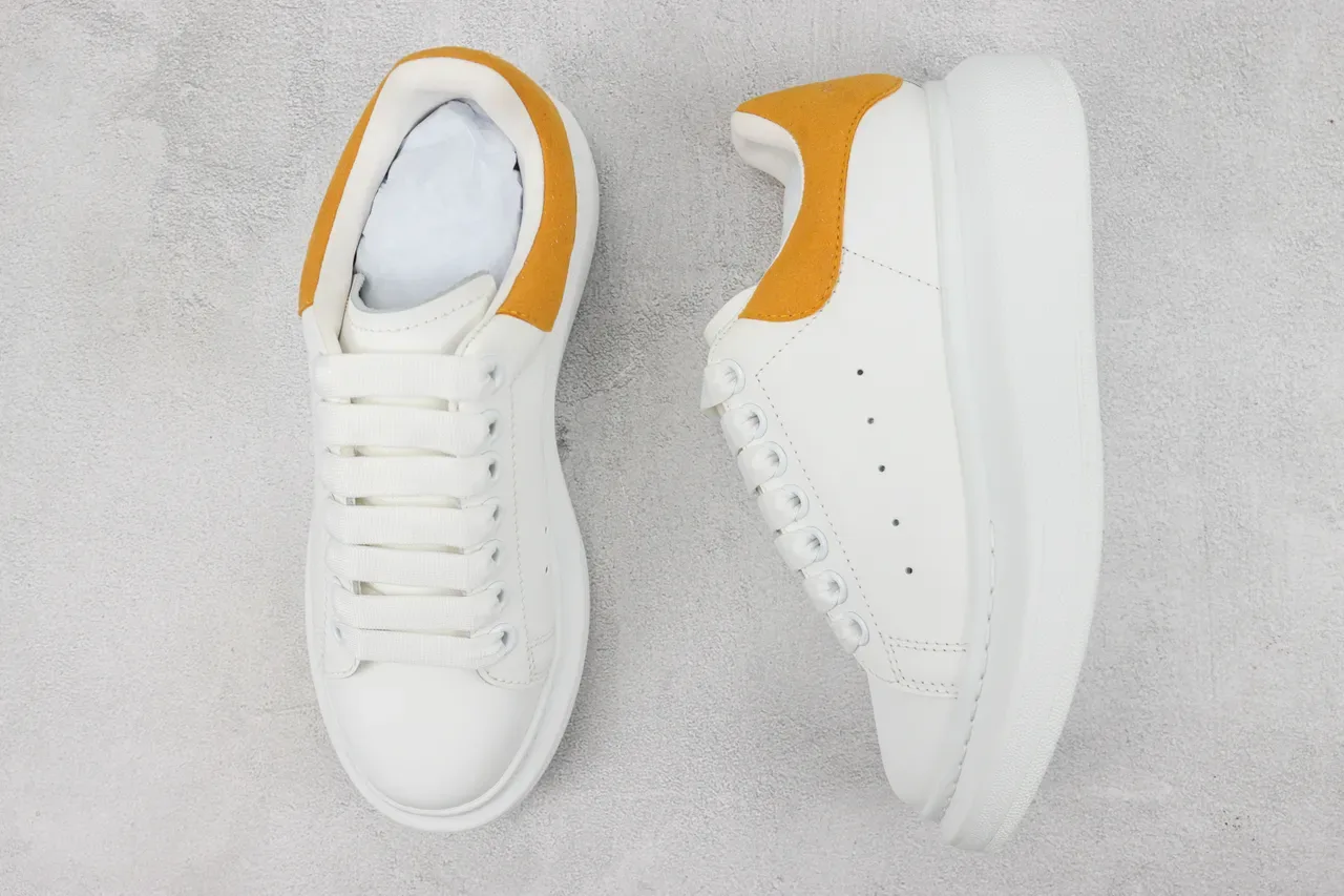 Alexander McQueen 白色黄色 超大鞋底 光滑皮革鞋面 生活方式运动鞋 3
