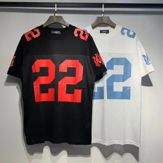 Amiri Black Red Mesh-Paneled Oversized-Number Graphic Jersey