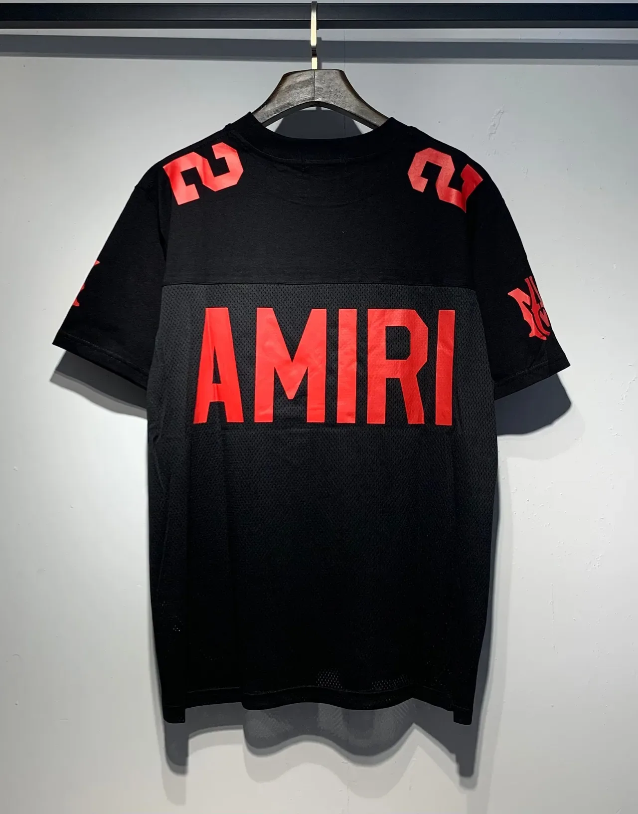 Amiri Black Red Mesh-Paneled Oversized-Number Graphic Jersey 4
