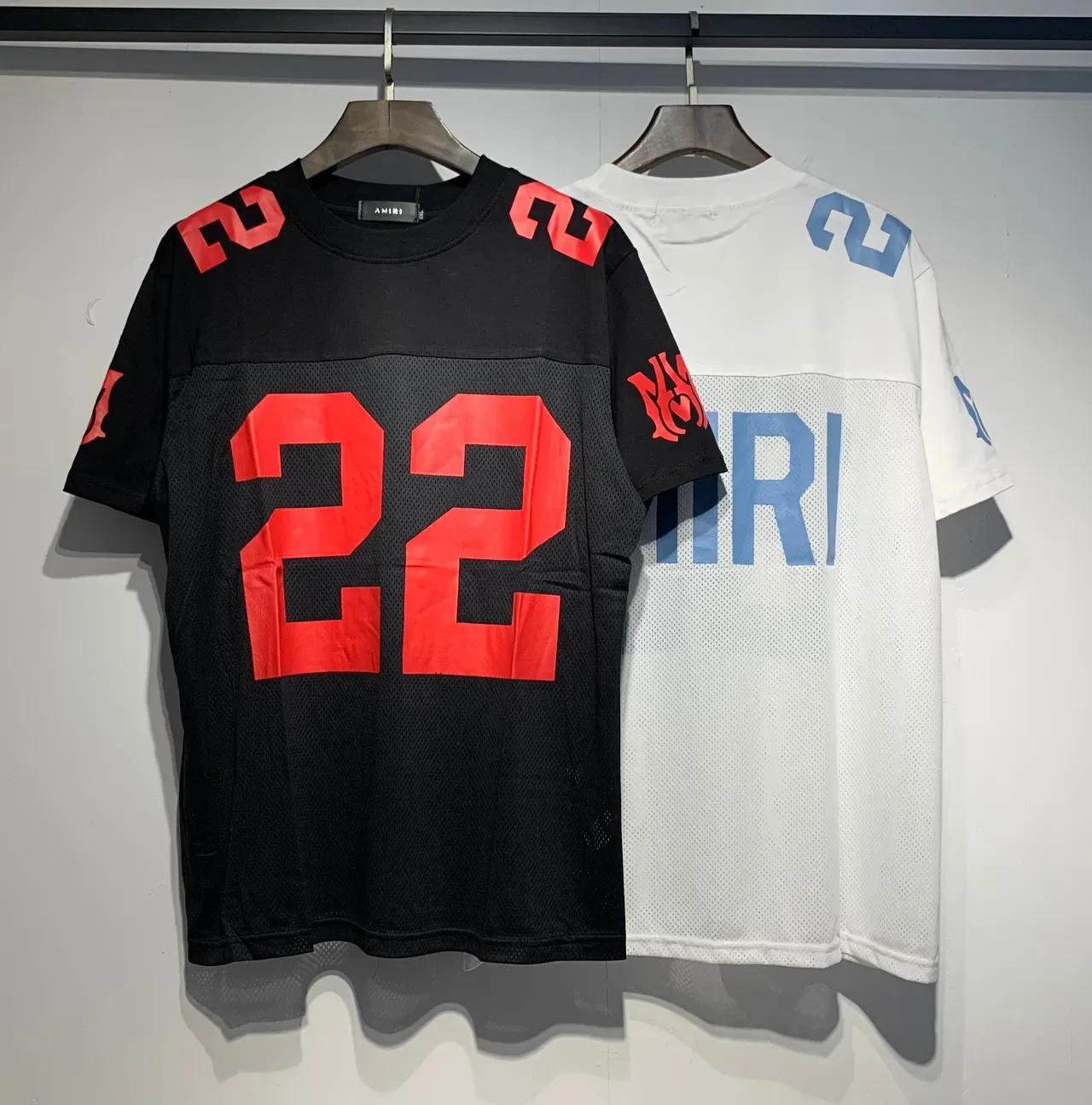 Amiri Black Red Mesh-Paneled Oversized-Number Graphic Jersey 6
