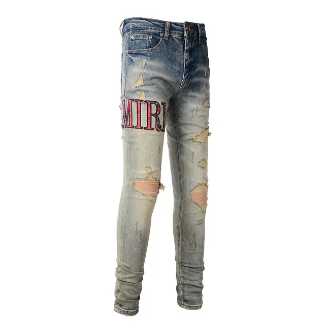 Amiri Pantalones Vaqueros Slim-Fit con Logo Distressed 4