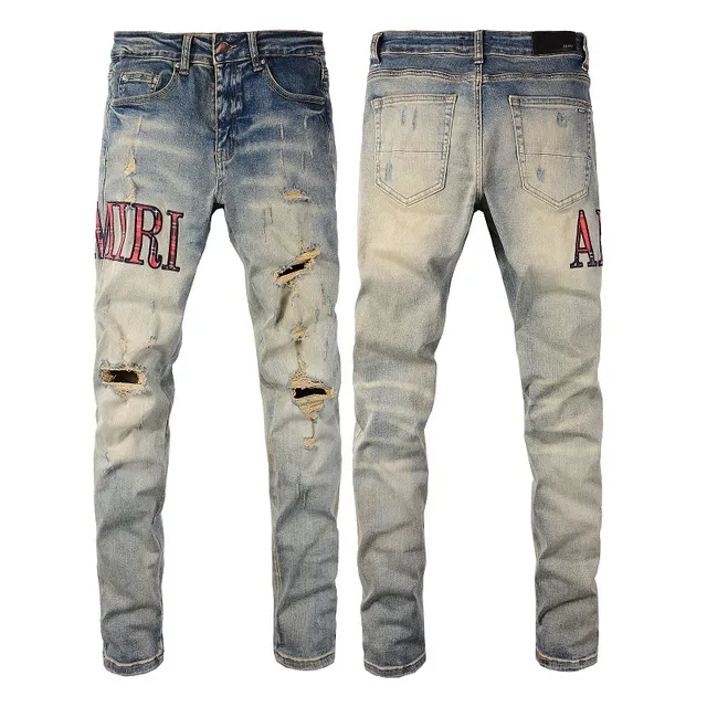 Amiri Pantalones Vaqueros Slim-Fit con Logo Distressed 17