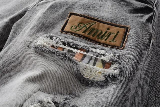 Amiri Jeans Gris Negro Desgastados Patchwork 3