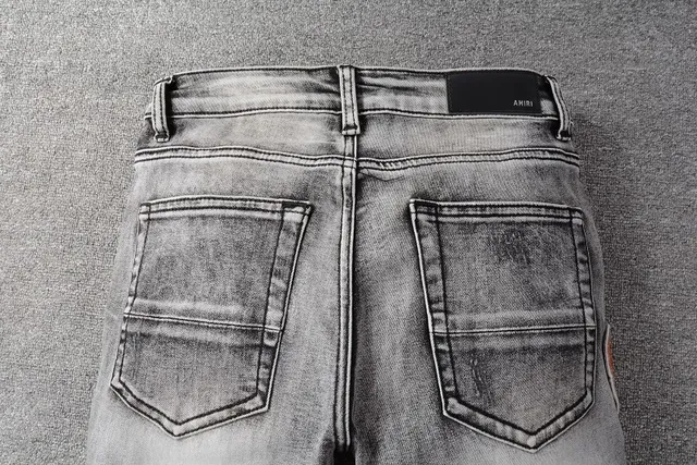 Amiri Jeans Gris Negro Desgastados Patchwork 11