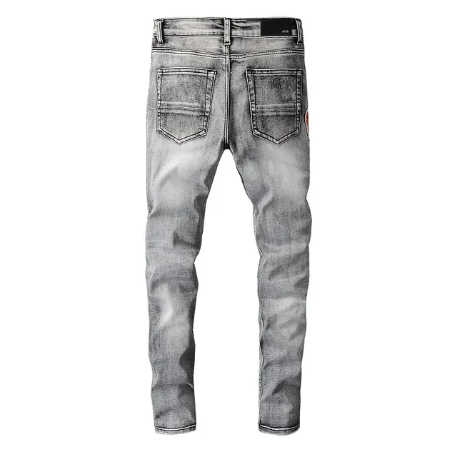 Amiri Jeans Gris Negro Desgastados Patchwork 12