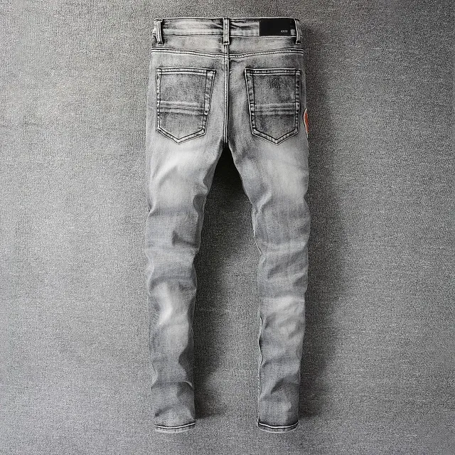 Amiri Jeans Gris Negro Desgastados Patchwork 13