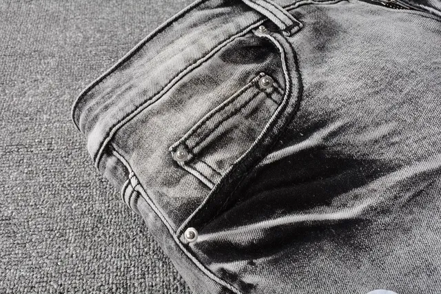 Amiri Jeans Gris Negro Desgastados Patchwork 14