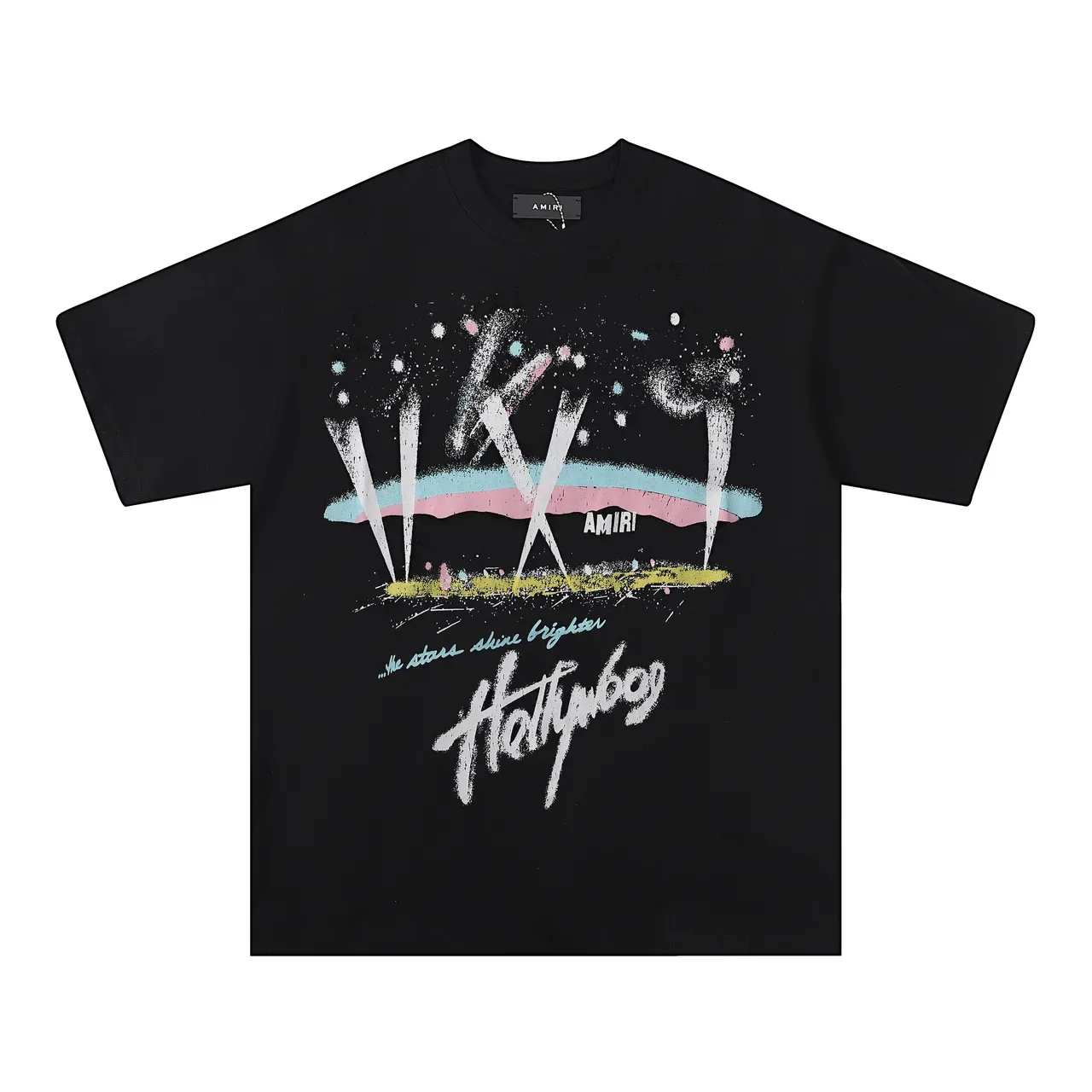 Camiseta preta Amiri Hollywood com estampa gráfica 3