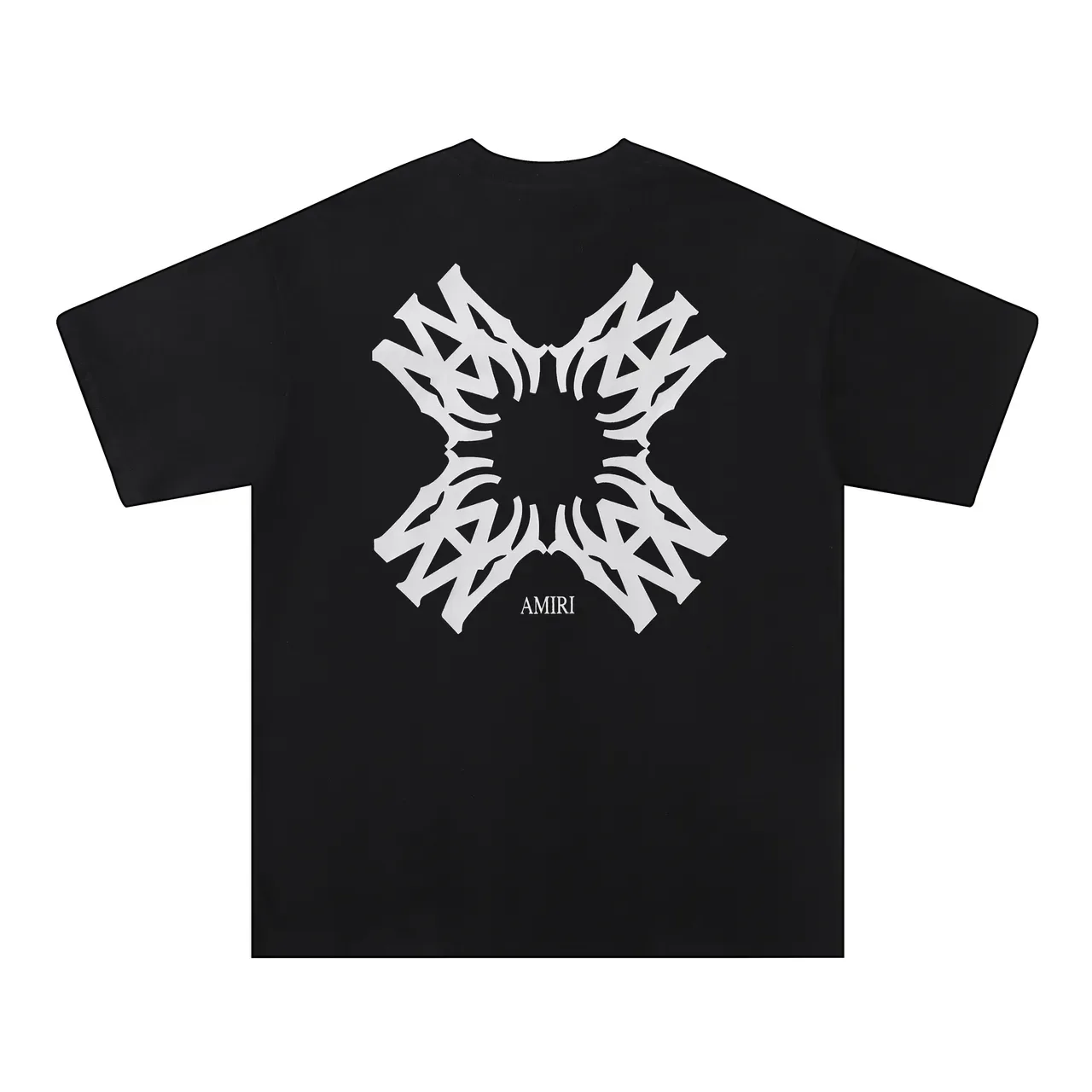 Camiseta Amiri Skel Top Negro y Blanco Cuello Redondo Corte Holgado 2