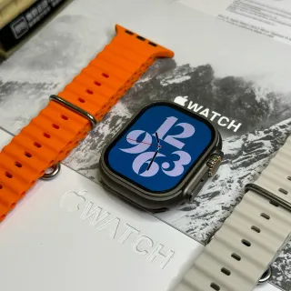 Apple Ultra Gray Orange Rugged Square Case Raised Titanium-Style Bezel Sports Watch