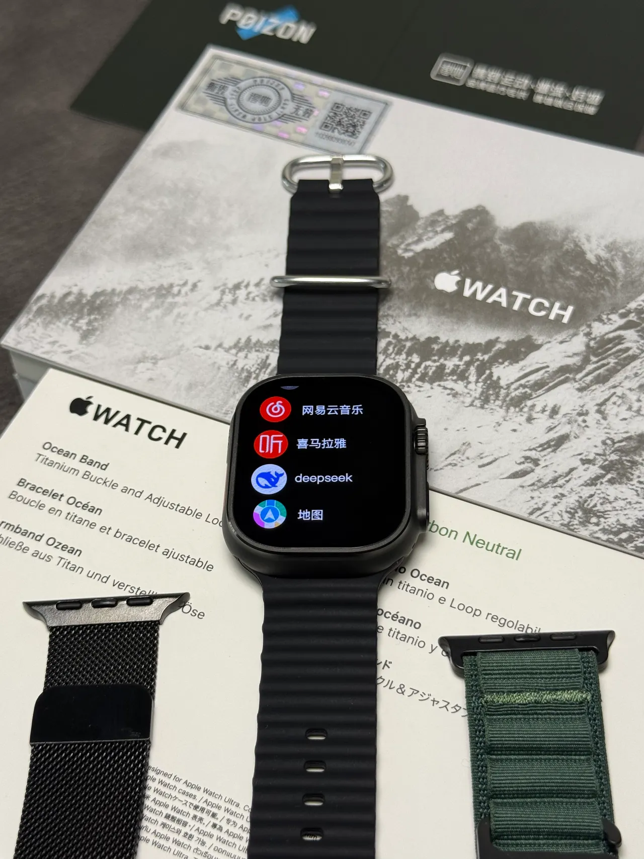 Apple Watch Ultra Bande Océan Noire Montre Sport 10