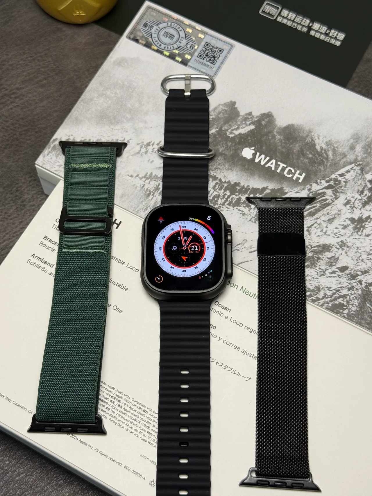Apple Watch Ultra Bande Océan Noire Montre Sport 12