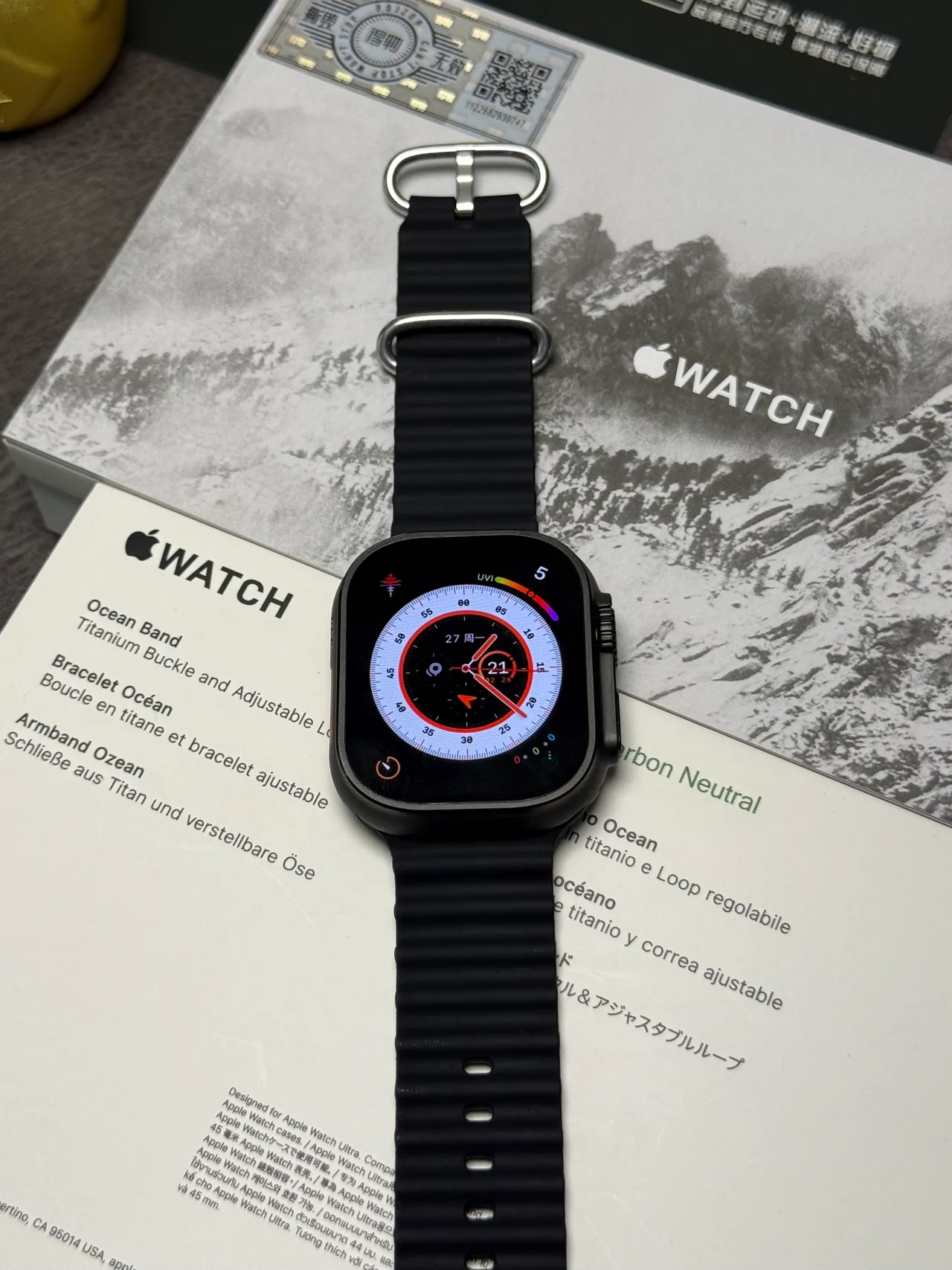 Apple Watch Ultra Bande Océan Noire Montre Sport 13