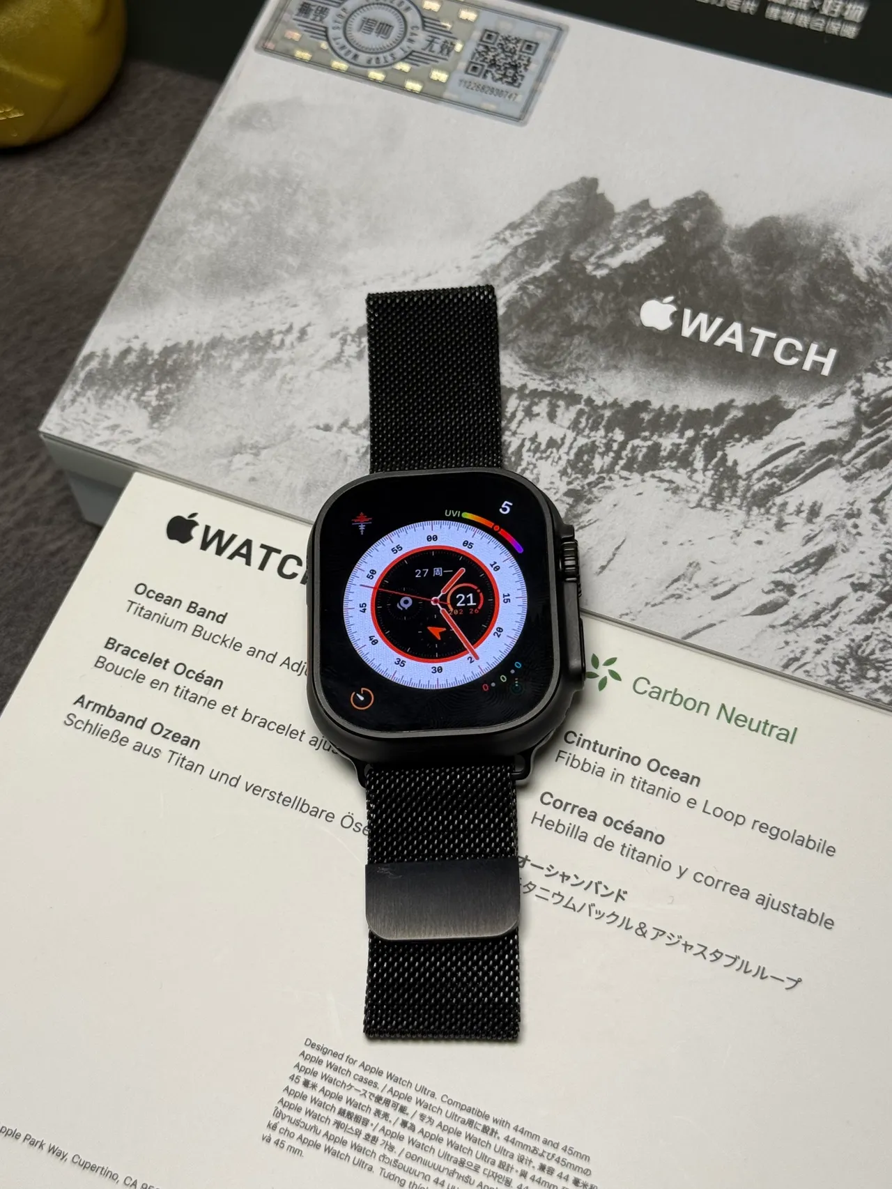 Apple Watch Ultra Bande Océan Noire Montre Sport 17