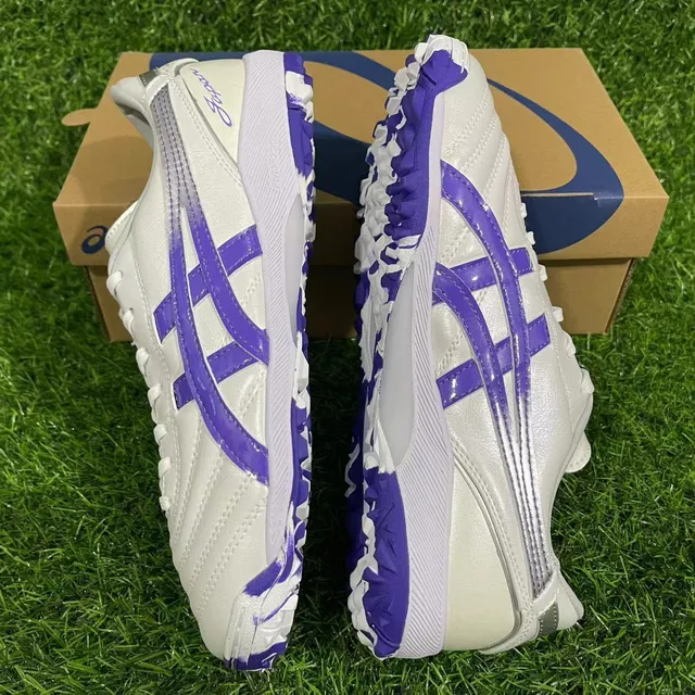 ASICS Arthur's TF White Purple Turf Soccer Shoes 6