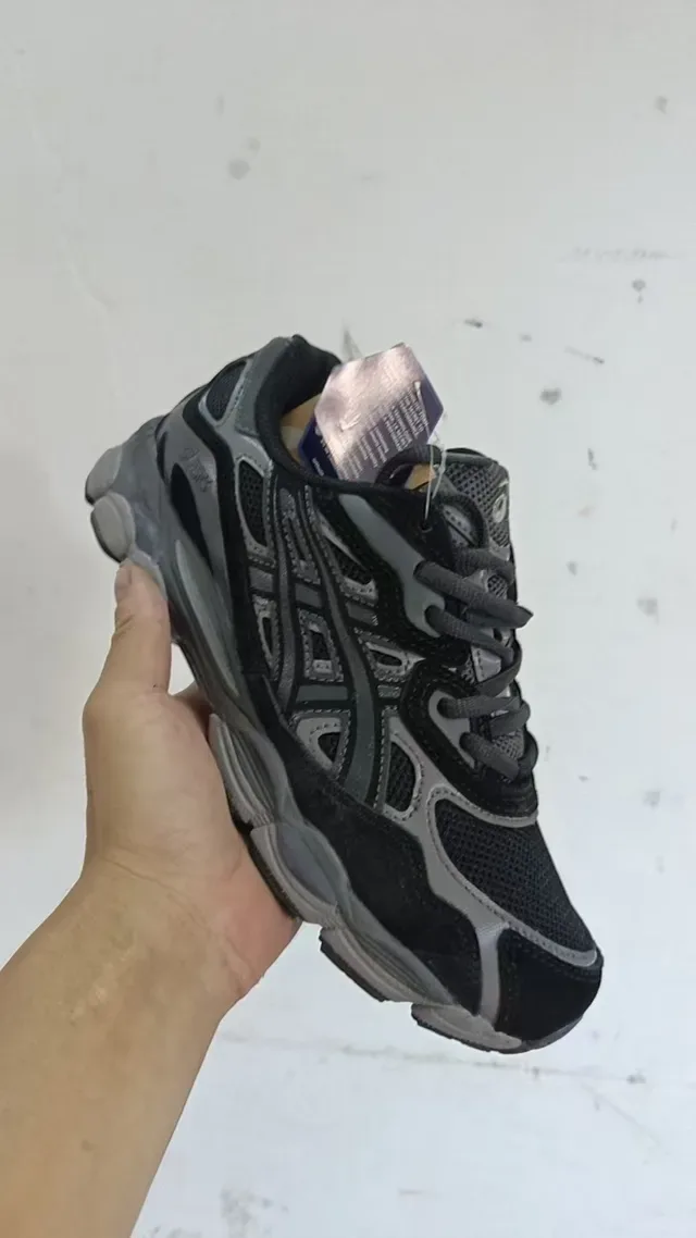 ASICS Zapatillas Negro Gris Malla y Recubrimiento Sintético Superior Visible Gel Amortiguación Unidad 2
