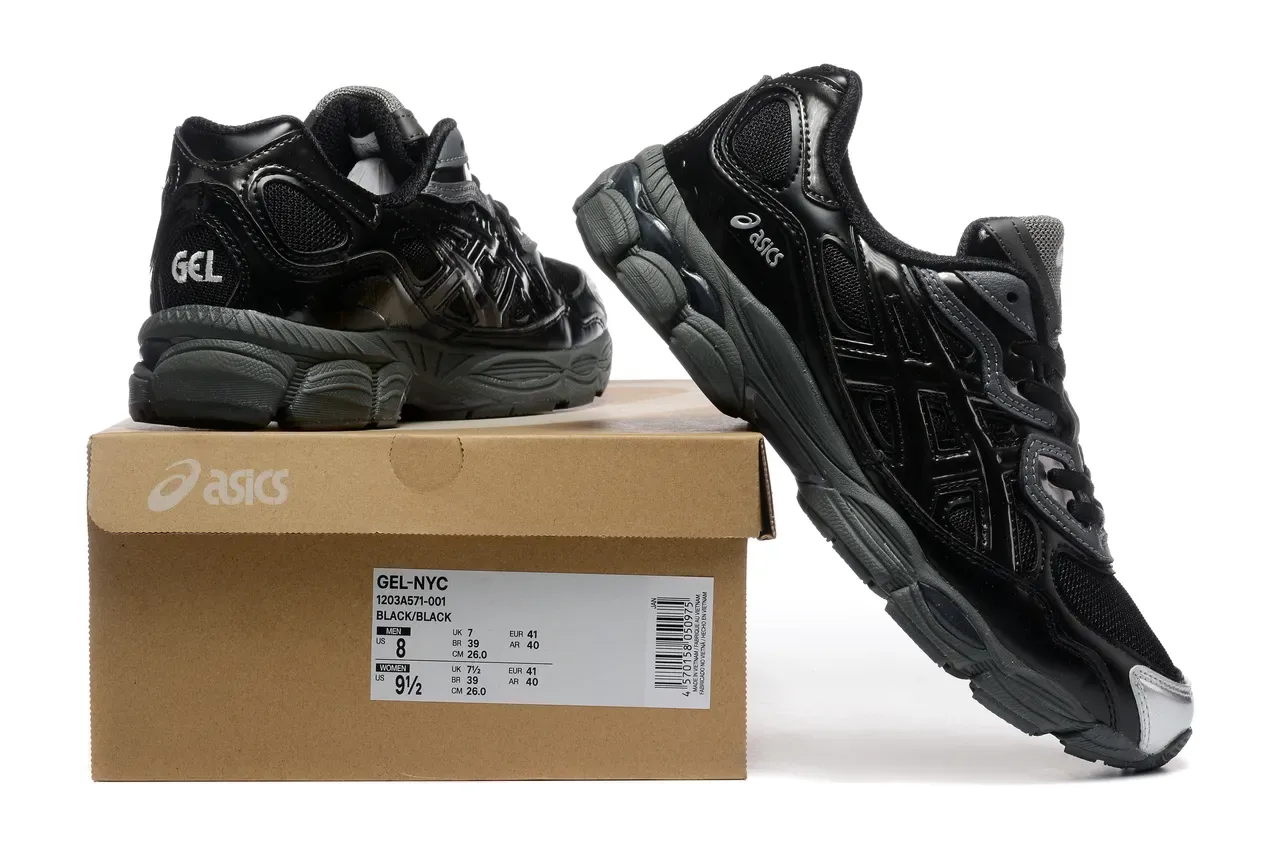 ASICS Black Silver Mesh And Synthetic Upper Sculpted Multi-Density Midsole Running Shoes 6