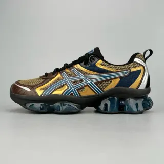 ASICS 棕金 层叠网面和合成鞋面 虎纹 Logo 跑鞋