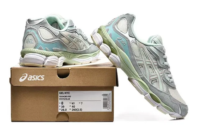 ASICS Gray Green Layered Synthetic Cage Mesh-Suede Hybrid Upper Running Shoes 6