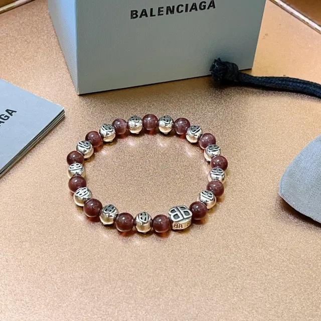 Balenciaga BB Pulsera de cuentas Burdeos Plata Pulsera de cuentas Monogramada 3
