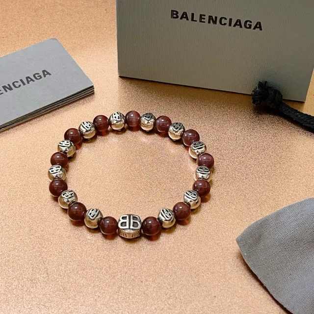 Balenciaga BB Pulsera de cuentas Burdeos Plata Pulsera de cuentas Monogramada 7