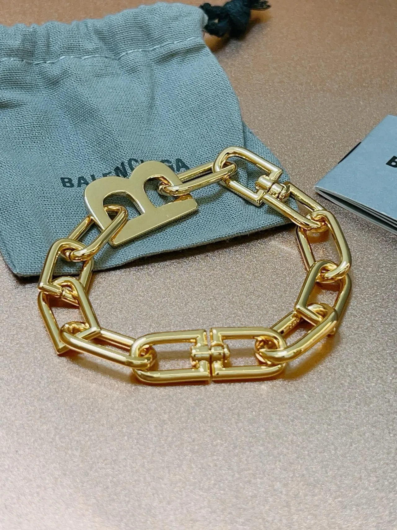 Balenciaga BB Chain Link Gold-Tone Bracelet 2