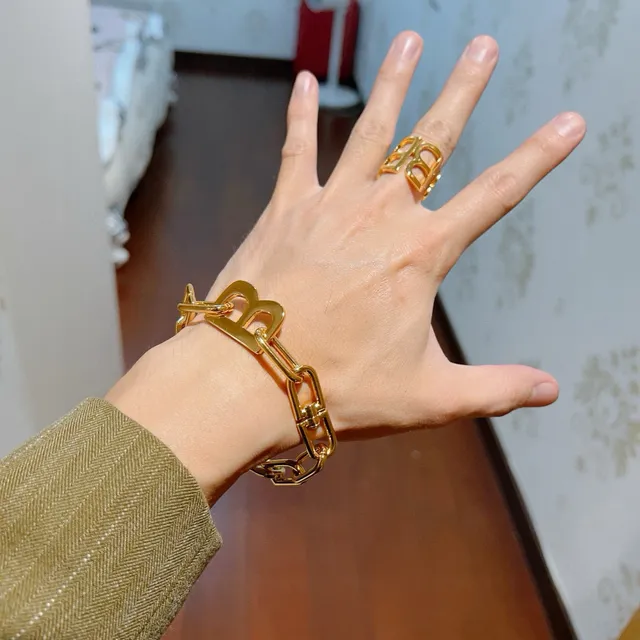 Balenciaga BB Chain Link Gold-Tone Bracelet 4