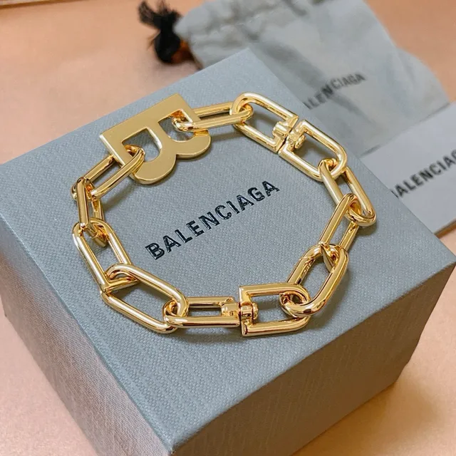 Balenciaga BB Chain Link Gold-Tone Bracelet 9
