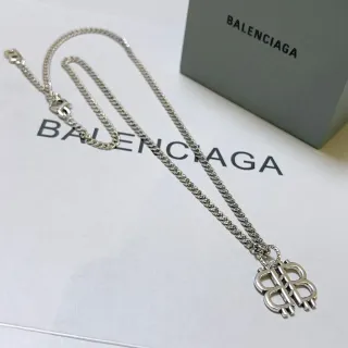 Collar Balenciaga BB Cadena Curb Plata Logo Interconectado