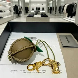 Balenciaga Beige Green Spherical Leather Rope-Woven Band Handbag