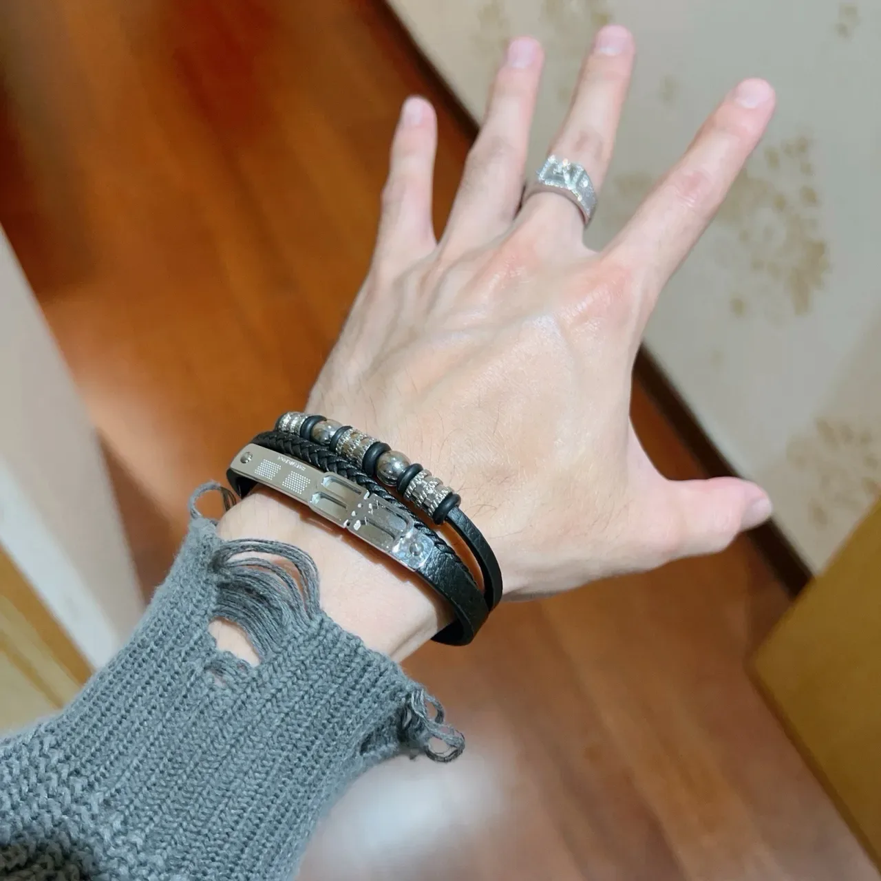 Balenciaga Double-B Clasp Braided Leather Bracelet 5