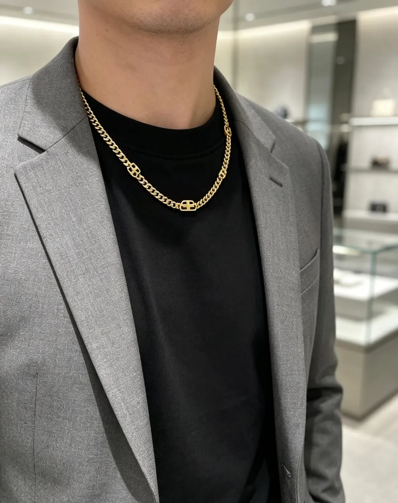 Balenciaga 黄金 粗链 Logo集成链接 项链 9