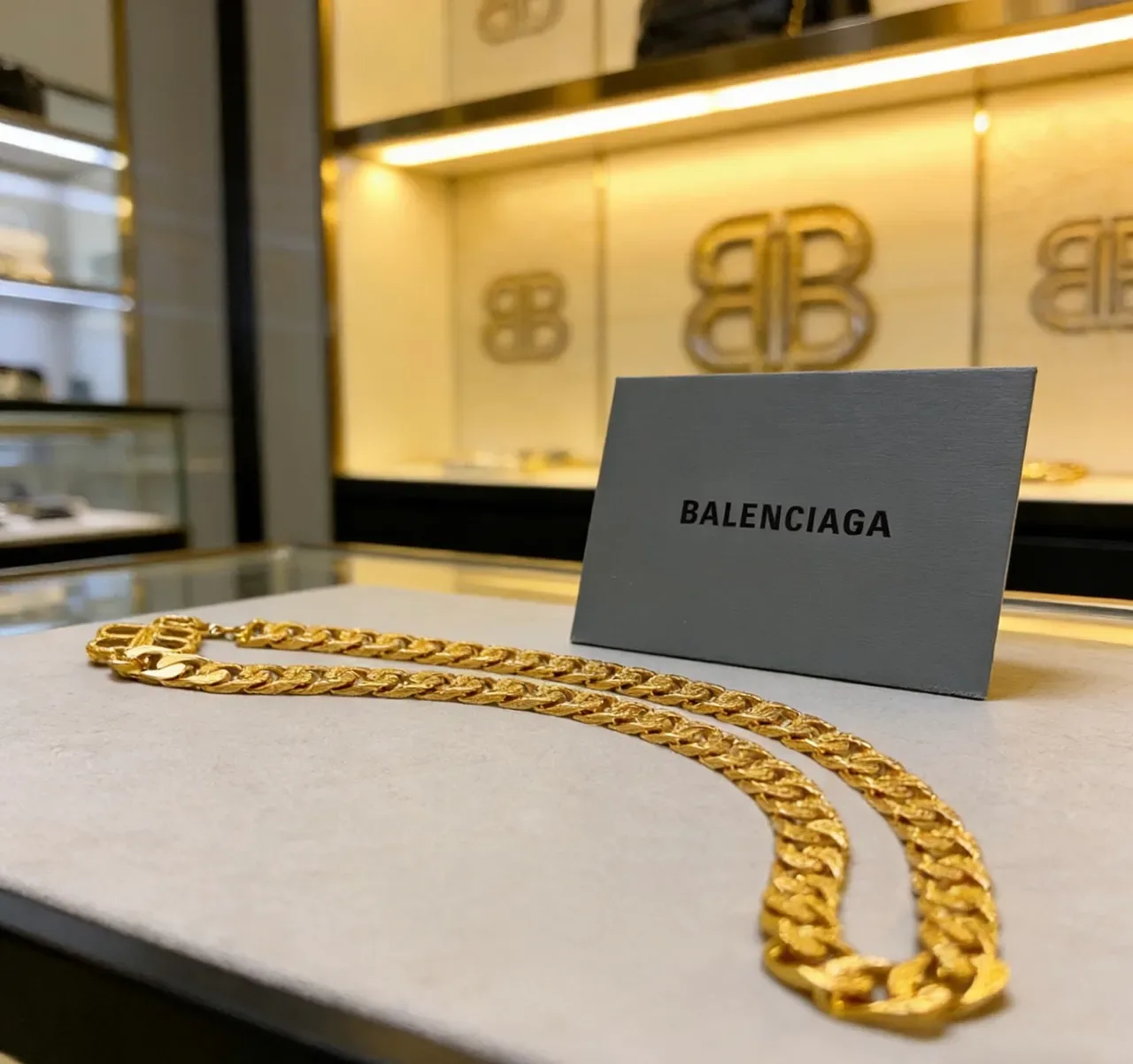 Balenciaga Gold Curb-Link Chain Necklace 4