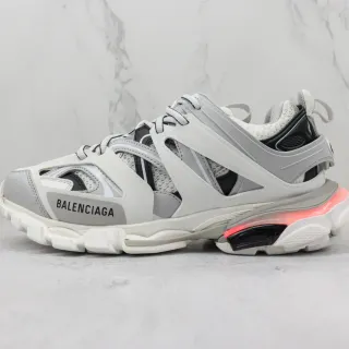 Balenciaga Gray Pink Multi-Strap Cage Overlay Mesh-and-Synthetic Upper Chunky Sneakers