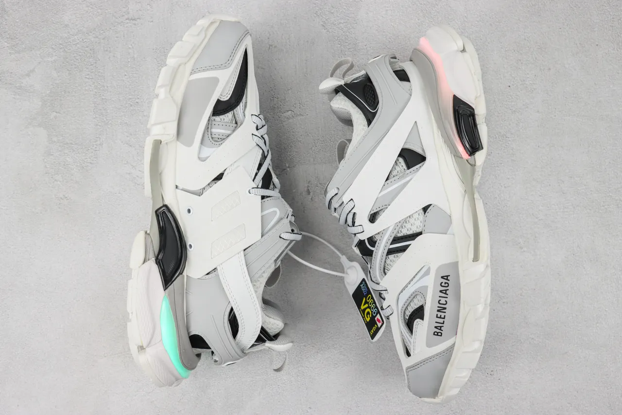 Balenciaga Gris Rosa Multi-Strap Cage Overlay Malla y Sintético Superior Sneakers Chunky 2