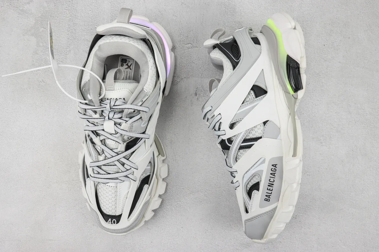 Balenciaga Gris Rosa Multi-Strap Cage Overlay Malla y Sintético Superior Sneakers Chunky 3