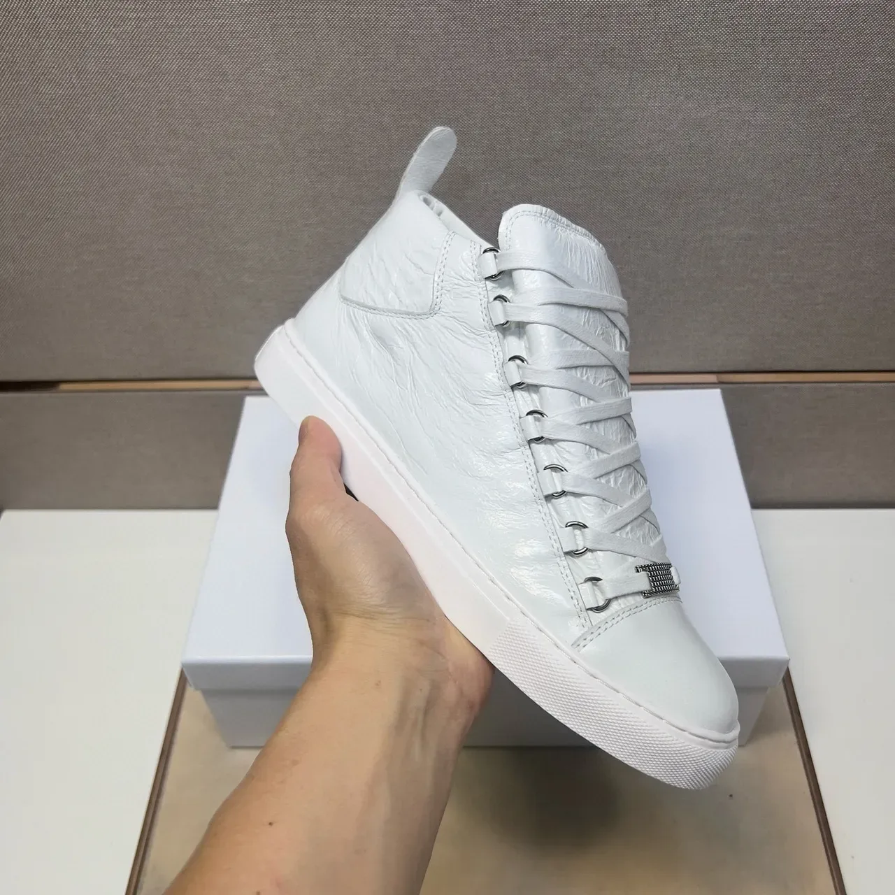 Balenciaga Le Cagole White Crinkled Leather Lifestyle Sneaker 6