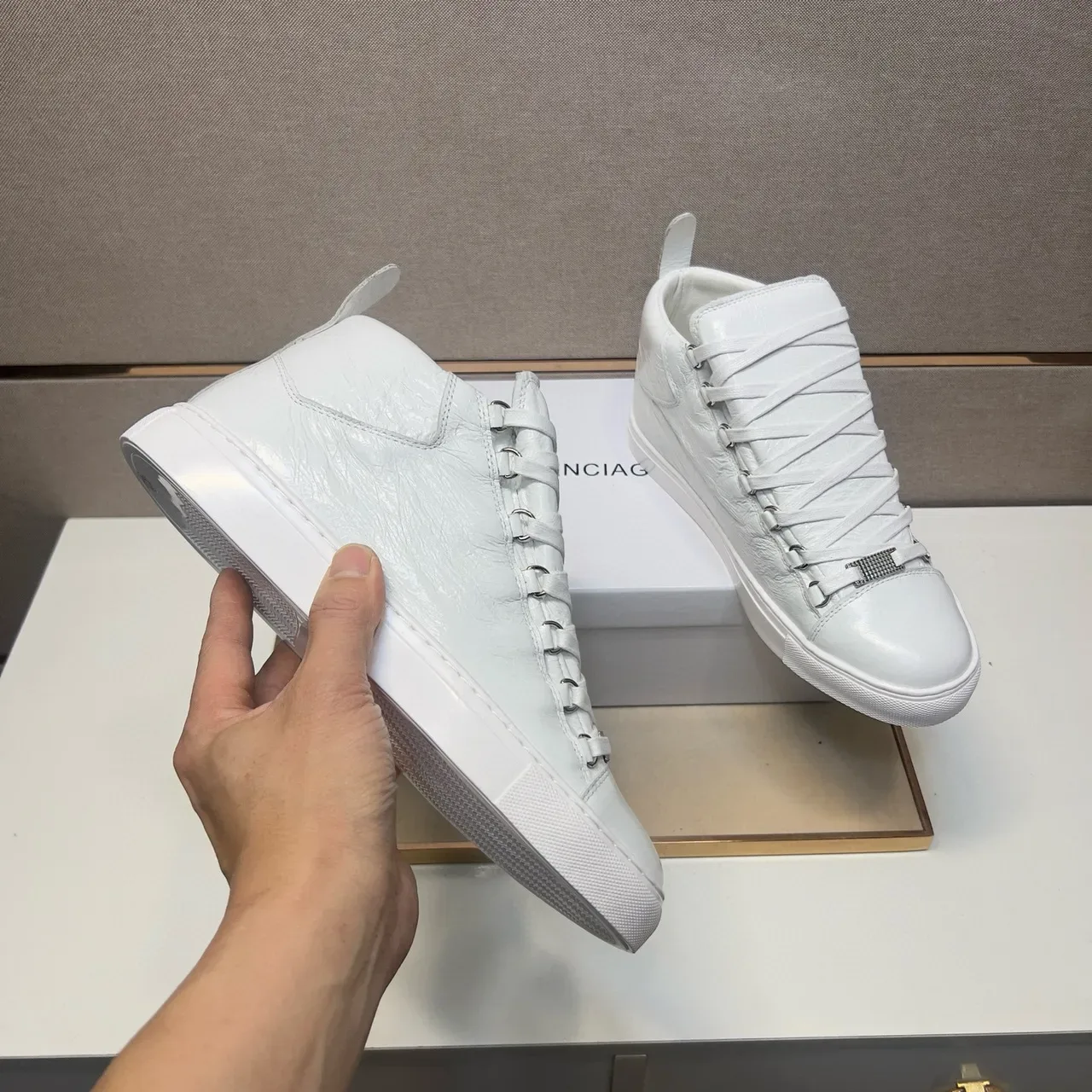 Balenciaga Le Cagole White Crinkled Leather Lifestyle Sneaker 7