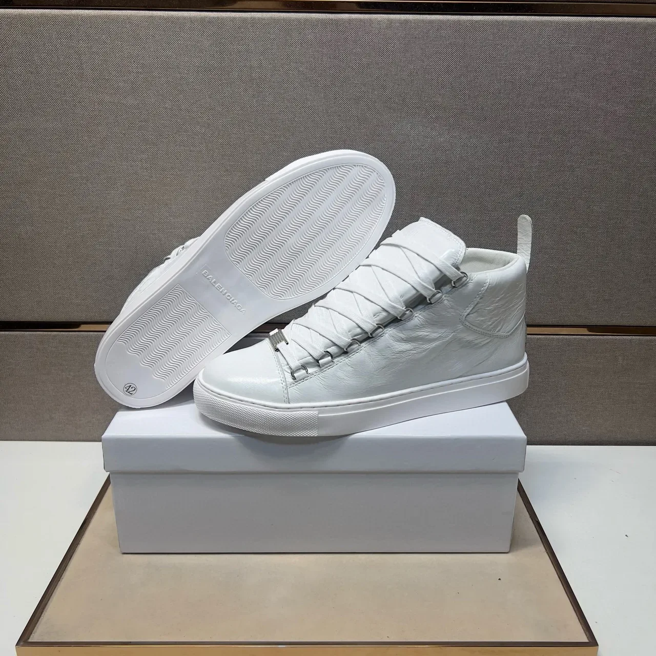 Balenciaga Le Cagole White Crinkled Leather Lifestyle Sneaker 8
