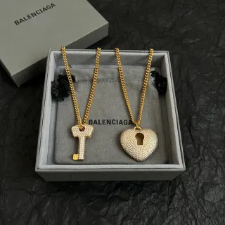 Balenciaga Love Lock 金 白色 Pavé-Set 项链