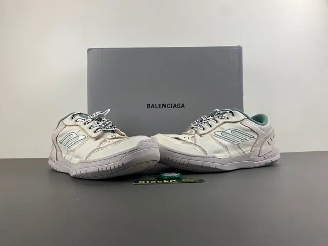 Balenciaga Runner بيج أخضر طبقة جلد علوية طباعة جرافيتي أربطة أحذية أسلوب حياة 12