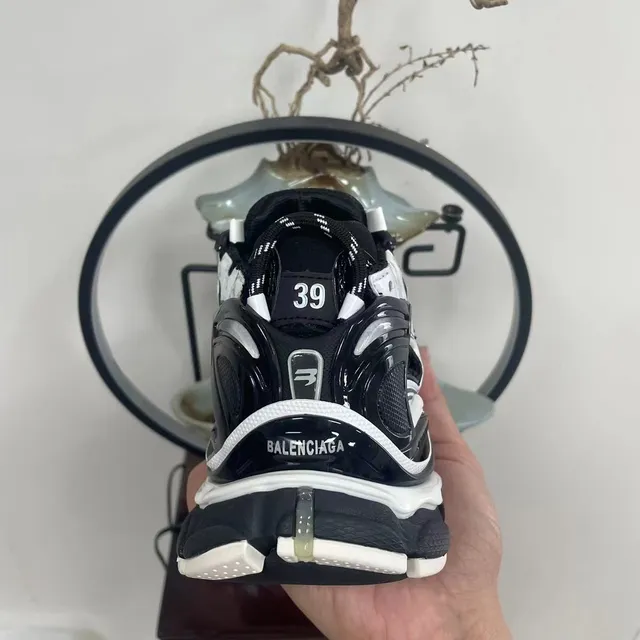 Balenciaga Runner Black and White Chunky Sneakers 7