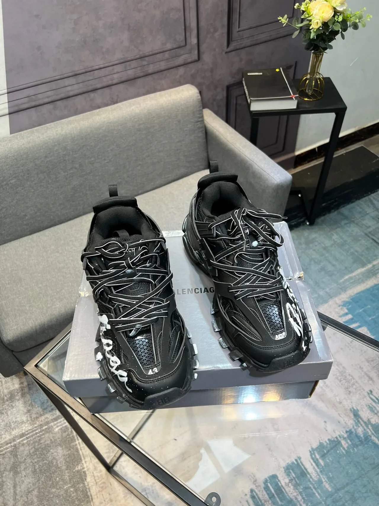 Balenciaga Runner Black Graffiti Logo Chunky Sneakers 5